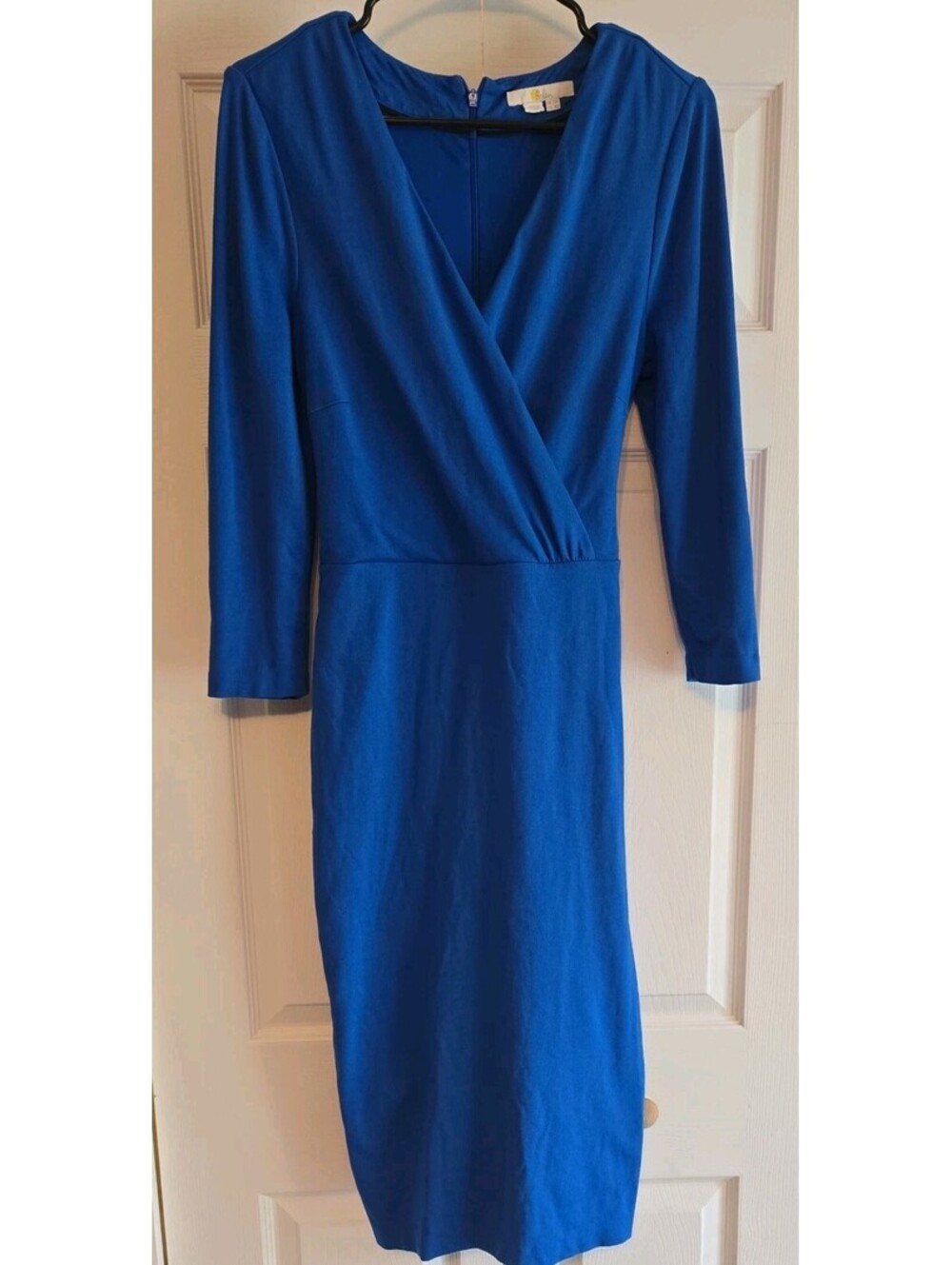 Boden Faux Wrap Plunge jersey Dress 3/4 Sleeve Evening Sz 8(US) Midi Party